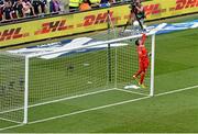 13 June 2015; Scotland goalkeeper David Marshall tips a looping header over the bar. UEFA EURO 2016 Championship Qualifier, Group D, Republic of Ireland v Scotland, Aviva Stadium, Lansdowne Road, Dublin.  Picture credit: Brendan Moran / SPORTSFILE