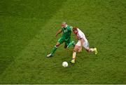 13 June 2015; Jonathon Walters, Republic of Ireland, in action against James Morrison, Scotland. UEFA EURO 2016 Championship Qualifier, Group D, Republic of Ireland v Scotland, Aviva Stadium, Lansdowne Road, Dublin. Picture credit: Ramsey Cardy / SPORTSFILE