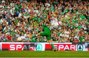 13 June 2015; Marc Wilson, Republic of Ireland, in action against Steven Fletcher, Scotland. UEFA EURO 2016 Championship Qualifier, Group D, Republic of Ireland v Scotland, Aviva Stadium, Lansdowne Road, Dublin. Picture credit: Seb Daly / SPORTSFILE