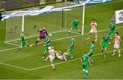 13 June 2015; Steven Naismith, Scotland, has his shot blocked by John O'Shea, Republic of Ireland. UEFA EURO 2016 Championship Qualifier, Group D, Republic of Ireland v Scotland, Aviva Stadium, Lansdowne Road, Dublin. Picture credit: Brendan Moran / SPORTSFILE