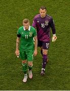 13 June 2015; Republic of Ireland's James McClane and Shay Given leave the pitch after the game. UEFA EURO 2016 Championship Qualifier, Group D, Republic of Ireland v Scotland, Aviva Stadium, Lansdowne Road, Dublin.  Picture credit: Brendan Moran / SPORTSFILE