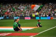 13 June 2015; Pictured is Taylor Lombard, aged 11, from Ardsallagh, Co. Waterford, at the Aviva Stadium. Taylor won a McDonald’s Future Football competition to become a flag bearer for the crucial Ireland v Scotland European Championship Qualifier at the Aviva Stadium. McDonald’s FAI Future Football is a programme designed to support grassroots football clubs by enriching the work they do at local level. Over 10,000 boys and girls from 165 football clubs in Ireland will take part this year, generating 70,000 additional hours of activity. UEFA EURO 2016 Championship Qualifier, Group D, Republic of Ireland v Scotland, Aviva Stadium, Lansdowne Road, Dublin. Picture credit: Seb Daly / SPORTSFILE