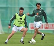 17 August 2008; Republic of Ireland's Steve Finnan, left, in action during against team-mate Joey O'Brien during squad training. Gannon Park, Malahide, Dublin. Picture credit: David Maher / SPORTSFILE