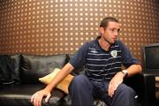 17 August 2008; Republic of Ireland's Damien Delaney speaks to the media during the players mixed zone, Grand Hotel, Malahide, Dublin. Picture credit: David Maher / SPORTSFILE