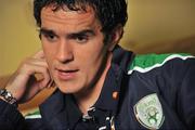17 August 2008; Republic of Ireland's Joey O'Brien speaks to the media during the players mixed zone, Grand Hotel, Malahide, Dublin. Picture credit: David Maher / SPORTSFILE