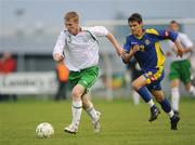 19 August 2008; Shane O'Connor, Republic of Ireland, in action against Kostyantym Voznyuk, Ukraine. Under-19 Four Nations International Tournament, Leah Victoria Park, Tullamore, Co. Offaly. Picture credit: Brian Lawless / SPORTSFILE