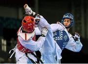 17 June 2015; Aykhan Taghizade, Azerbaijan, right, in action against Karol Robak, Poland, during their Men's Taekwondo 68kg Gold Medal bout. 2015 European Games, Crystal Hall, Baku, Azerbaijan. Picture credit: Stephen McCarthy / SPORTSFILE