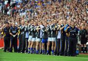 17 August 2008; The Tipperary management, backroom staff and substitutes line up behind manager Liam Sheedy during Amhran na bhFiann. GAA Hurling All-Ireland Senior Championship Semi-Final, Tipperary v Waterford, Croke Park, Dublin. Picture credit: Stephen McCarthy / SPORTSFILE