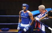 20 August 2008; James Degale, Great Britain, before his quarter-final bout of the Middle weight, 75kg, contest. Beijing 2008 - Games of the XXIX Olympiad, Beijing Workers Gymnasium, Olympic Green, Beijing, China. Picture credit: Ray McManus / SPORTSFILE
