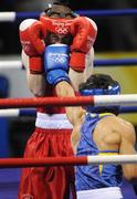 22 August 2008; Paddy Barnes, Ireland, in action against Shiming Zou, in blue from China, during their semi-final bout in the Light Fly weight, 48kg, contest. Beijing 2008 - Games of the XXIX Olympiad, Beijing Workers Gymnasium, Olympic Green, Beijing, China. Picture credit: Ray McManus / SPORTSFILE