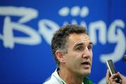 22 August 2008; Ireland head coach Billy Walsh speaking to journalists after Paddy Barnes was defeated by Zou Sheming, China, in their semi-final bout in the Light Fly weight, 48kg, contest. Beijing 2008 - Games of the XXIX Olympiad, Beijing Workers' Gymnasium, Olympic Green, Beijing, China. Picture credit: Brendan Moran / SPORTSFILE