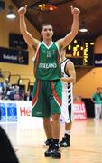 21 August 2008; Donnie McGrath, Ireland, celebrates one of his side's scores late in the game. Emerald Hoops Day 1, Ireland v Notre Dame, National Basketball Arena, Tallaght, Dublin. Picture credit: Stephen McCarthy / SPORTSFILE