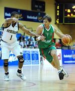 21 August 2008; Jay Larranaga, Ireland, in action against Tyrone Nash, Notre Dame. Emerald Hoops Day 1, Ireland v Notre Dame, National Basketball Arena, Tallaght, Dublin. Picture credit: Stephen McCarthy / SPORTSFILE