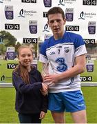 17 June 2015; Shane Bennett, Waterford, is presented with the Bord Gáis Energy Man of the Match by Bord Gáis Energy Rewards Club winner Alannah Murphy, age 10, from Castlemartyr, Co. Cork. Bord Gáis Energy Munster GAA Hurling U21 Championship, Quarter-Final, Cork v Waterford, Páirc Ui Rinn, Cork. Picture credit: Brendan Moran / SPORTSFILE