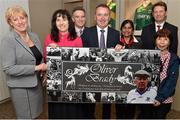 18 June 2015; Left to right, Minister Heather Humphreys TD, Minister for Arts, Heritage and the Gaeltacht, Mary Day, CEO of Mater Hospital, Dr. Joseph Galvin, Consultant Cardiologist, Prof. Peter O'Gorman, Consultant Haematologist, Rita Shah, Co-Founder of Shabra Charity Foundation, Dr. David Keegan, Consultant Vitreo-Retinal Surgeon, and Jane Tripakani, in attendance at the launch of the Shabra Charity Fundraising for the Genomic Sequencing Equipment for the Mater Hospital. Croke Park, Dublin. Picture credit: Cody Glenn / SPORTSFILE