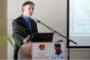 18 June 2015; Brendan McGowan, Member of Shabra Charity Foundation, was the master of ceremonies at the launch of the Shabra Charity Fundraising for the Genomic Sequencing Equipment for the Mater Hospital. Croke Park, Dublin. Picture credit: Cody Glenn / SPORTSFILE