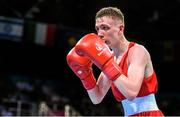 19 June 2015; Brendan Irvine, Ireland, during his Men's Boxing Light Fly 49kg Round of 16 bout with Tinko Banabakov, Bulgaria. 2015 European Games, Crystal Hall, Baku, Azerbaijan. Picture credit: Stephen McCarthy / SPORTSFILE