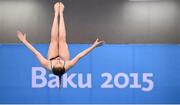 19 June 2015; Natasha MacManus, Ireland, competes in the preliminary round of the Women's Diving 1m Springboard event. 2015 European Games, European Games Park, Baku, Azerbaijan. Picture credit: Stephen McCarthy / SPORTSFILE