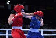 19 June 2015; Ceire Smith, Ireland, right, exchanges punches with Camilla Johansen, Norway, during their Women's Boxing Fly 51kg Round of 16 bout. 2015 European Games, Crystal Hall, Baku, Azerbaijan. Picture credit: Stephen McCarthy / SPORTSFILE