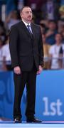 19 June 2015; Ilham Aliyev the President of Azerbajian during the Taekwondo finals at the Crystal Hall. 2015 European Games, Baku, Azerbaijan. Picture credit: Stephen McCarthy / SPORTSFILE