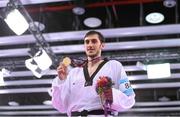 19 June 2015; Isaev Radik, Azerbaijan, after winning gold in the Men's Taekwondo over 80kg event. 2015 European Games, Crystal Hall, Baku, Azerbaijan. Picture credit: Stephen McCarthy / SPORTSFILE