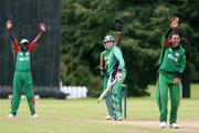 24 August 2008; Kyle McCallan, Ireland, losses his wicket to LBW. One Day International, Ireland v Kenya, Stormont, Belfast. Picture credit: Oliver McVeigh / SPORTSFILE