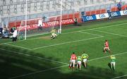 24 August 2008; John Hayes, Cork, scores his side's third goal from a penalty to end the game in a draw. GAA Football All-Ireland Senior Championship Semi-Final, Kerry v Cork, Croke Park, Dublin. Picture credit: Stephen McCarthy / SPORTSFILE