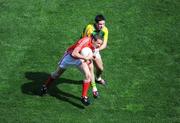 24 August 2008; Diarmuid Duggan, Cork, in action against Bryan Sheehan, Kerry. GAA Football All-Ireland Senior Championship Semi-Final, Kerry v Cork, Croke Park, Dublin. Picture credit: Stephen McCarthy / SPORTSFILE