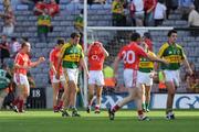 24 August 2008; Cork and Kerry players at the end of the game. GAA Football All-Ireland Senior Championship Semi-Final, Kerry v Cork, Croke Park, Dublin. Photo by Sportsfile