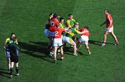 24 August 2008; Cork and Kerry players tussle off the ball as referee Joe McQuillian awaits to send Darragh O Se, Kerry, off. GAA Football All-Ireland Senior Championship Semi-Final, Kerry v Cork, Croke Park, Dublin. Picture credit: Stephen McCarthy / SPORTSFILE