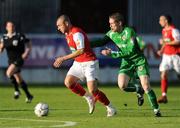 24 August 2008; Mark Quigley, St. Patrick's Athletic, in action against Conor O'Grady, Sligo Rovers. eircom League of Ireland Premier Division, St. Patrick's Athletic v Sligo Rovers, Richmond Park, Dublin. Picture credit: David Maher / SPORTSFILE