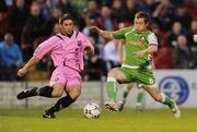 25 August 2008; Joe Gamble, Cork City, in action against John Flynn-O'Connor, Wexford Youths. eircom League of Ireland Cup Semi-Final, Cork City v Wexford Youths, Turners Cross, Cork. Picture credit: Stephen McCarthy / SPORTSFILE