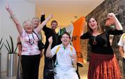 23 August 2008; Padraic Moran, Boccia, from Bray Co. Wicklow, with his family, from left, Catherine, mother, Pat, father, Eamonn, brother, and Sinead, sister, at the farewell reception in the Clarion Hotel, Dublin Airport for the Irish Paralympic team before the 2008 Beijing Paralympic Games. The 45 strong Irish team across nine sports departs for Beijing this morning bound for their pre-Games holding camp in the capital. They will move from the camp to the village on September 1st before the 13th Paralympic Games get underway with the opening ceremony in the famous Bird’s Nest Stadium on September 6th. The Paralympic Games are Olympic style sports events for elite athletes with physical disabilities, or visual impairment. Approximately 4000 athletes, from over 153 countries across twenty sports will compete at the Beijing Games. Clarion Hotel, Dublin Airport. Picture credit: Pat Murphy / SPORTSFILE