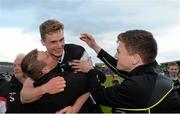 20 June 2015; Sligo's Kevin McDonnell celebrates with fans after the final whistle. Connacht GAA Football Senior Championship, Semi-Final, Sligo v Roscommon, Markievicz Park, Sligo. Picture credit: Oliver McVeigh / SPORTSFILE