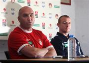 27 August 2008; St Patrick’s Athletic manager, John McDonnell, speaking during a press conference ahead of their UEFA Cup second qualifying round 2nd leg game against IF Elfsborg. Richmond Park, Dublin. Picture credit: Diarmuid Greene / SPORTSFILE