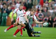 27 August 2008; Andrew Trimble, Ulster, in action against Dale Rasmussen, Worcester. Pre-season Friendly, Ulster v Worcester, Ravenhill Park, Belfast. Picture credit: Oliver McVeigh / SPORTSFILE