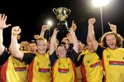 27 August 2008; Dave Barne, Carlow Crusaders captain, lifts the cup after the win against Treaty City Titans. Rugby League Ireland Carnegie League Grand Final, Carlow Crusaders v Treaty City Titans, Portlaoise Rugby Club, Togher, Portlaoise. Picture credit: Matt Browne / SPORTSFILE