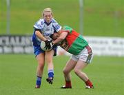 30 August 2008; Aoife McAnespie, Monaghan, in action against Michelle McGing, Mayo. TG4 All-Ireland Ladies Senior Football Championship Semi-Final, Mayo v Monaghan, Pairc Tailteann, Navan. Photo by Sportsfile