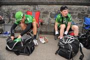 30 August 2008; Mark Cassidy, left, and Paidi O'Brien, of the An Post sponsored Sean Kelly team, ahead of the race. 2008 Tour of Ireland - Stage 4, Limerick - Dingle. Picture credit: Stephen McCarthy / SPORTSFILE  *** Local Caption ***