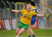 21 June 2015; Amber Barrett, Donegal, celebrates after scoring a goal. Aisling McGing U21 B Championship Final, Donegal v Longford, Markiewicz Park, Sligo. Picture credit: Seb Daly / SPORTSFILE