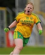 21 June 2015; Amber Barrett, Donegal, celebrates after scoring a goal. Aisling McGing U21 B Championship Final, Donegal v Longford, Markiewicz Park, Sligo. Picture credit: Seb Daly / SPORTSFILE