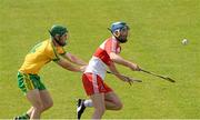 21 June 2015; Kevin Hinphy, Derry, in action against Ronan McDermott, Donegal. Ulster GAA Hurling Senior Championship, Quarter-Final, Donegal v Derry, Celtic Park, Derry. Picture credit: Oliver McVeigh / SPORTSFILE