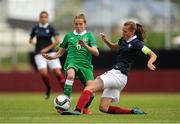 22 June 2015; Evelyn Daly, Republic of Ireland, in action against Julie Piga, France. UEFA European Women's Under-17 Championship Finals, Group B, Republic of Ireland v France. Korinn, Kopavogur, Iceland. Picture credit: Eoin Noonan / SPORTSFILE