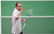 22 June 2015; Scott Evans, Ireland, after defeating Georgios Charalambidis, Greece, during their Men's Badminton Singles Group Stage match. 2015 European Games, Baku Sports Hall, Baku, Azerbaijan. Picture credit: Stephen McCarthy / SPORTSFILE