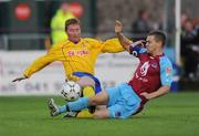 1 September 2008; Shane Robinson, Drogheda United, in action against Darren Murphy, Dungannon Swifts. Setanta Sports Cup, Group One, Drogheda United v Dungannon Swifts, United Park, Drogheda, Co. Louth. Photo by Sportsfile