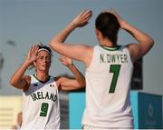 23 June 2015; Grainne Dwyer, left, and Niamh Dwyer, Ireland, during their Women's 3x3 Basketball Pool match against Slovenia. 2015 European Games, Basketball Arena, European Games Park, Baku, Azerbaijan. Picture credit: Stephen McCarthy / SPORTSFILE