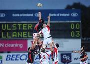 5 September 2008; Simon Maling, Llanelli Scarlets, wins the lineout ahead of Ed O'Donoghue, Ulster. Magners League, Ulster v Llanelli Scarlets, Ravenhill Park, Belfast, Co. Antrim. Photo by Sportsfile