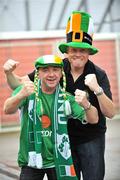 6 September 2008; Republic of Ireland supporters, Dave Maher, left, from Kildare, and Paul Fogarty, Wicklow, before the game. 2010 World Cup Qualifier - Georgia v Republic of Ireland, Bruchweg Stadium, Mainz, Germany. Picture credit: David Maher / SPORTSFILE