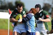 6 September 2008; Mark Tuoky, Ireland Wolfhounds, is tackled by Scott Hancock, England Lionhearts. International Rugby League match - Ireland Wolfhounds v England Lionhearts, Tullamore RFC, Tullamore, Co. Offaly. Picture credit: Matt Browne / SPORTSFILE