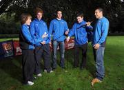 9 September 2008; At the launch of the DCU Sports Academy Golf Classic are, from left, Fionnuala Britton, athletics, Diarmuid Horan, Offaly hurler, Brian Greegan, athletics, Paddy Andrews, Dublin footballer, and Darren Sutherland, Olympic Boxing Bronze medalist. Dublin City University, Dublin. Picture credit: Pat Murphy / SPORTSFILE